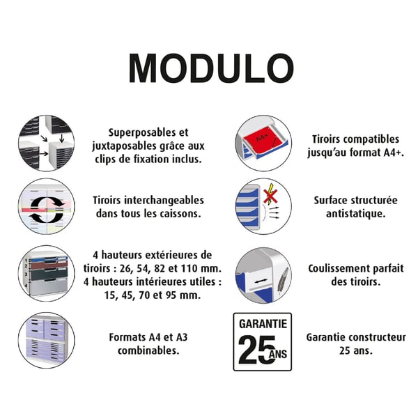 Exacompta MODULO A4 - 10 skuffer Black Office - Sort 302414D