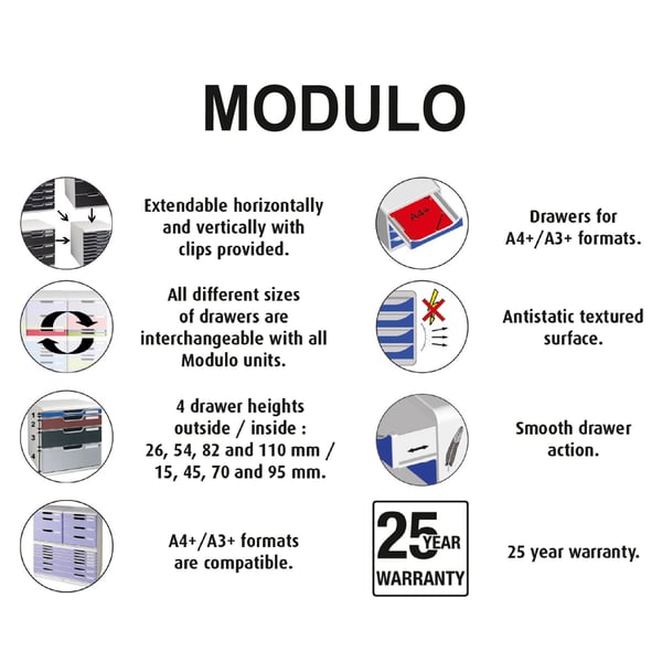 Exacompta MODULO A4 - 10 skuffer Black Office - Sort 302414D