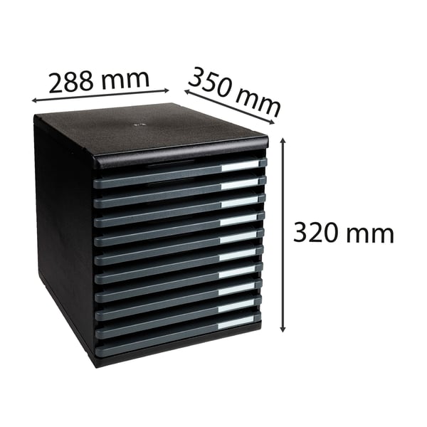 Exacompta MODULO A4 10 åbne skuffer - Mørkegrå 304714D