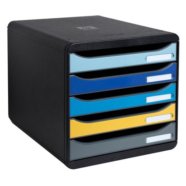 Exacompta Big Box Plus arkiveringssystem med 5 skuffer Bee Blue - assorterede farver 3094202D