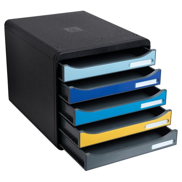 Exacompta Big Box Plus arkiveringssystem med 5 skuffer Bee Blue - assorterede farver 3094202D