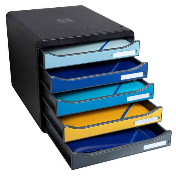 Exacompta Big Box Plus arkiveringssystem med 5 skuffer Bee Blue - assorterede farver 3094202D