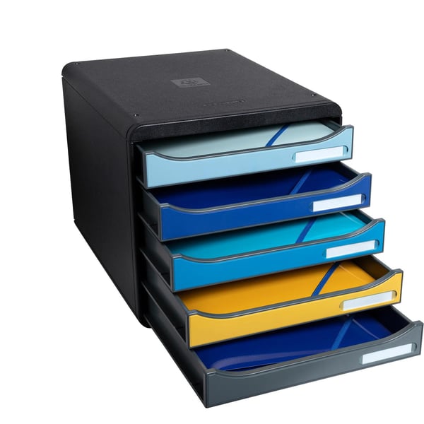 Exacompta Big Box Plus arkiveringssystem med 5 skuffer Bee Blue - assorterede farver 3094202D