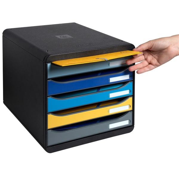 Exacompta Big Box Plus arkiveringssystem med 5 skuffer Bee Blue - assorterede farver 3094202D
