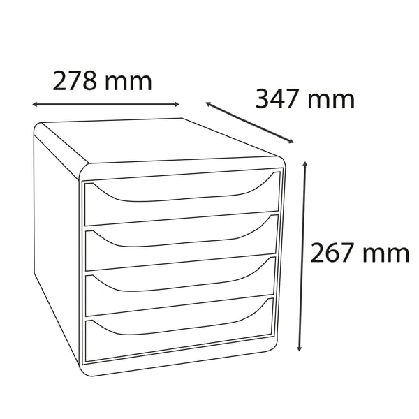 Exacompta Bee Blue Big Box arkiveringssystem med 4 skuffer - assorterede farver 3104202D