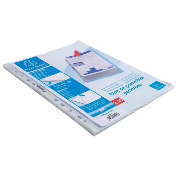 Exacompta 20x PROMO PACK - 2x 25 'Quick Doc'-lommepakker med perforerede lommer, klar PP A4 - Krystal 31048E