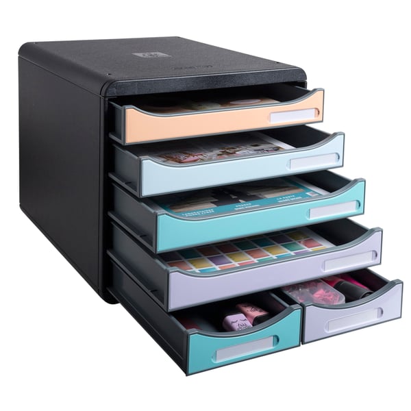 Exacompta Big Box Maxi 6 skuffer Aquarel - assorterede farver 3127296D