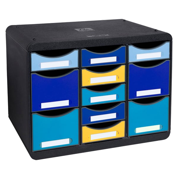 Exacompta Storebox Multi 11 skuffer arkiveringsform Bee Blue - assorterede farver 3137202D