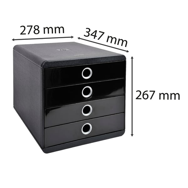 Exacompta POP-BOX skuffesaet til skrivebord - Sort / Sølv 314438D