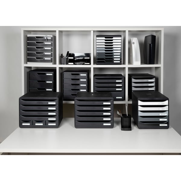 Exacompta BIG-BOX PLUS LANDSCAPE MAXI saet med 4 skuffer til skrivebord - Sort 315714D