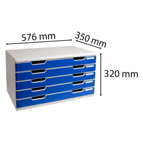 Exacompta MODULO A3 5 brede skuffesaet - Blå 322003D