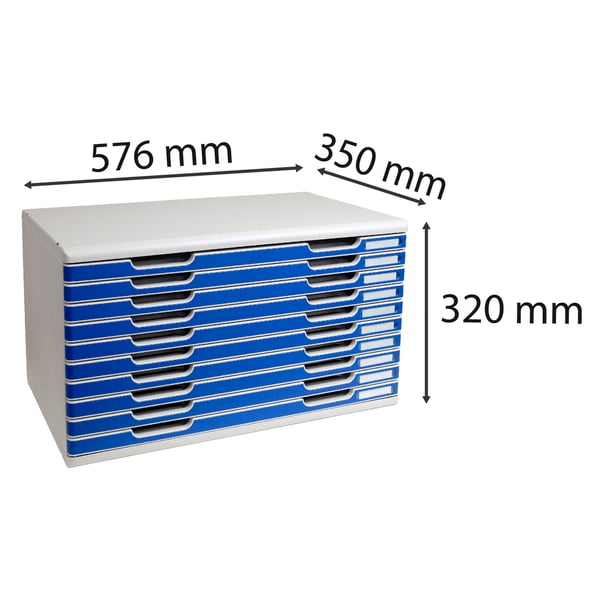 Exacompta MODULO A3 10 brede skuffesaet - Blå 324003D