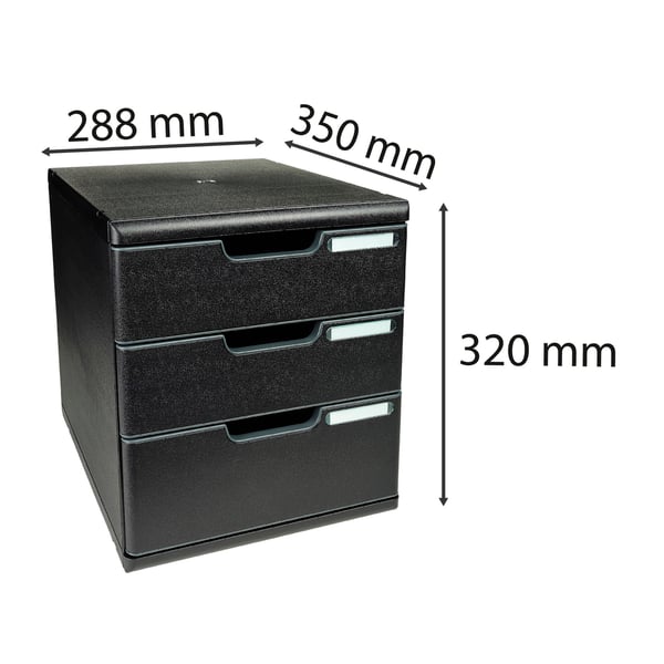 Exacompta MODULO A4 Genbrugsmodulsaet med 3 skuffer - Sort 325414D
