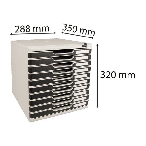 Exacompta Låsbart MODULO 10 skuffesaet (A4) - Sort 332014D