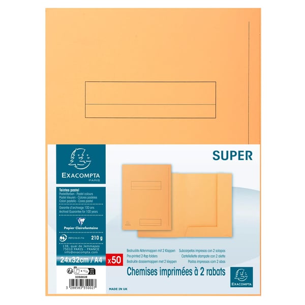 Exacompta 5x Pakke med 50 trykte mapper med 2 klapper SUPER 210 - 24x32cm - Boble 335002E