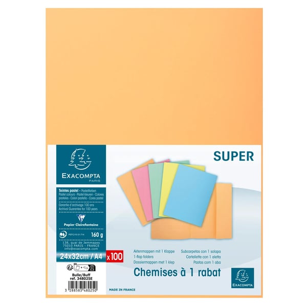Exacompta 5x Pakke med 100 stk. 1 flapmapper SUPER 160 - 24x32cm - Boble 348025E