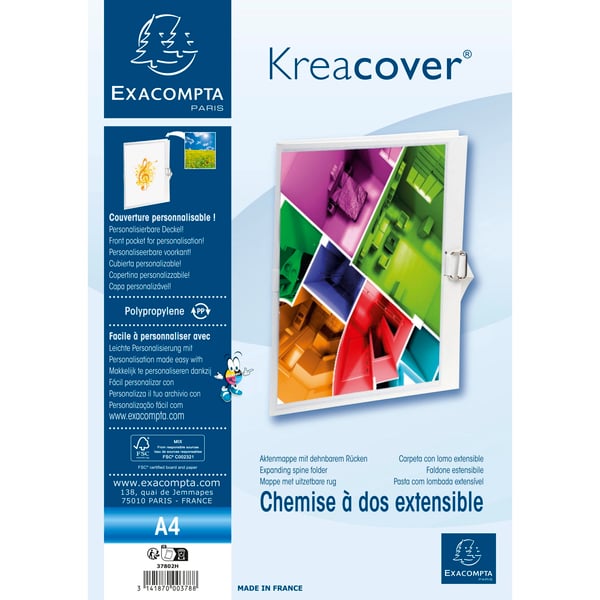Exacompta 10x Folder til udvidelse af ryggen Krea Cover - A4 - hvid 37802H