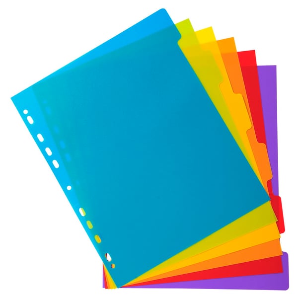 Exacompta 25x Campus PP Dividers, A4 maxi, 6 dele - Gennemsigtig 3806E