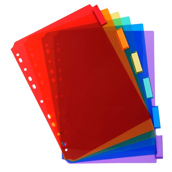 Exacompta 10x PP Dividers, A4, 6 dele - assorterede farver 3906E