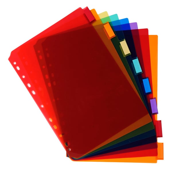Exacompta 10x PP Dividers, A4, 8 dele - assorterede farver 3908E