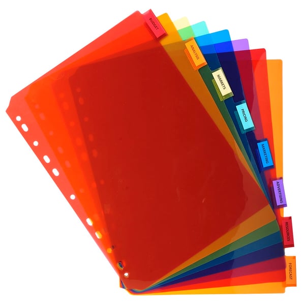 Exacompta 10x PP Dividers, A4, 8 dele - assorterede farver 3908E