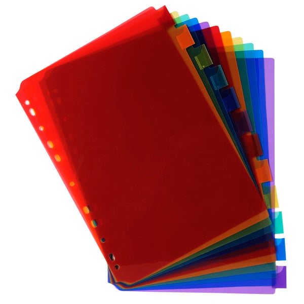 Exacompta 10x PP Dividers, A4, 12 dele - assorterede farver 3912E