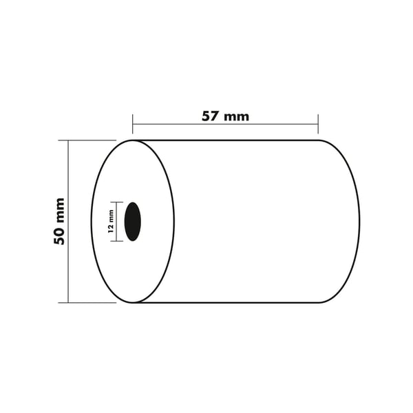 Exacompta 50x Kvitteringsruller til lommeregner, 1 lag, 57x50x12x25 - hvid 40346E