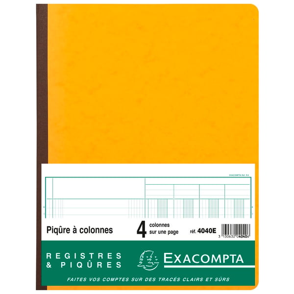 Exacompta Haefte 4 spalter på 1 side 31 linjer 80 sider 32x25cm - assorterede farver 4040E