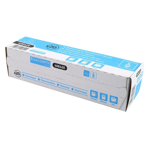 Exacompta 120x Kvitteringsrulle 1ply 55g 57x30mm BPA-fri (pakke 20) - hvid 40642E