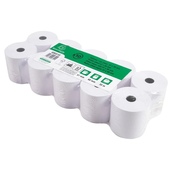 Exacompta 50x Rulle til regnemaskine og kasseapparat 57x60x12x44 - hvid 40651E