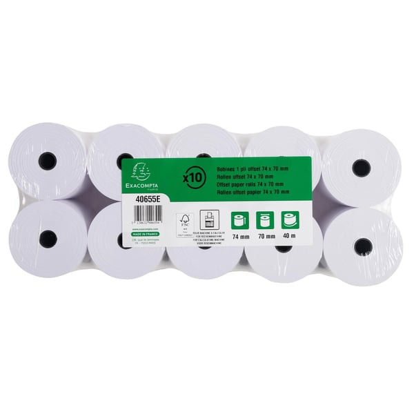 Exacompta 50x Rulle til regnemaskine 74x70x12x44 - hvid 40655E