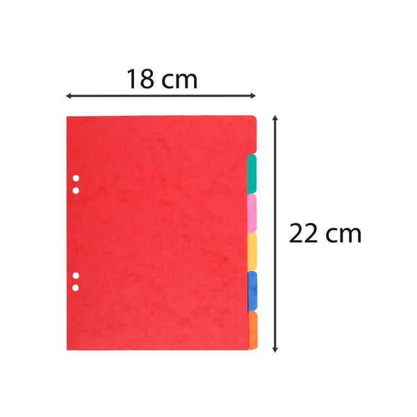 Exacompta 20x Dividers Premium Pressboard, 220x170mm, 225gsm, 6 dele - assorterede farver 406E