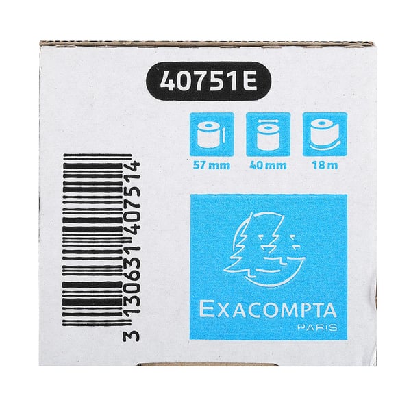 Exacompta 120x Kvitteringsruller term 57x40mm-18m (aeske20) - hvid 40751E