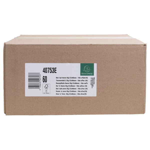 Exacompta 60x Rulle 1 lag termisk 55g 57x40x12 FSC PBA-fri pakke med 5 stk. - hvid 40753E