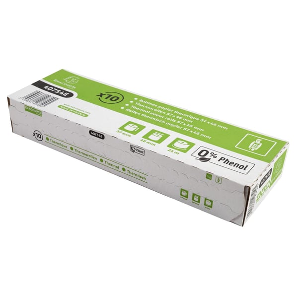 Exacompta 30x Pakke med 5 Phenolfri termisk rulle 1 lag til kreditkortmaskine 55gsm 57x46 - hvid 40754E