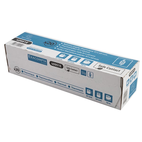 Exacompta 120x Kvitteringsrulle 52g 57x40mm-18m SafeCont(20) - hvid 40951E