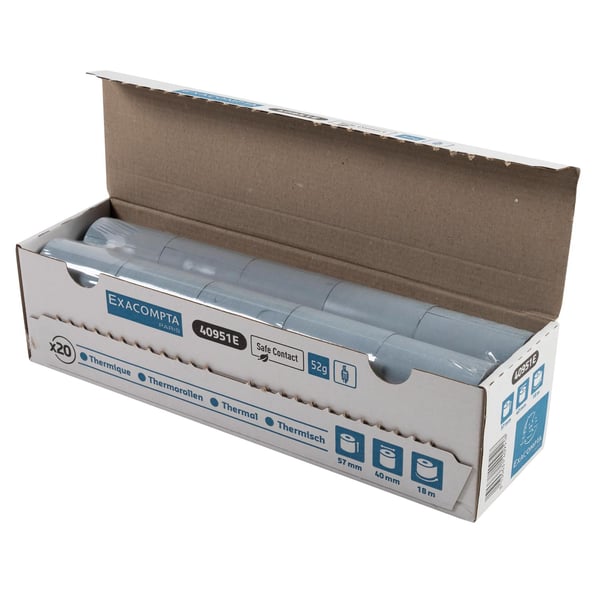 Exacompta 120x Kvitteringsrulle 52g 57x40mm-18m SafeCont(20) - hvid 40951E