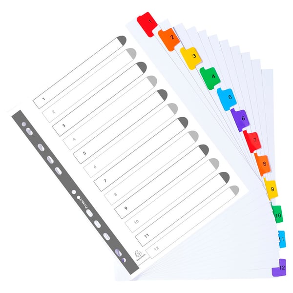 Exacompta 20x Dividers hvid Farve Tabs A4 Maxi 6 del 1,12 - hvid 4112E