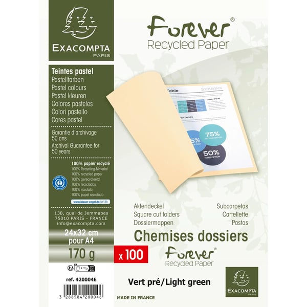 Exacompta 5x Forever Omslagsmapper 170gsm 24x32cm - grønne eng 420004E