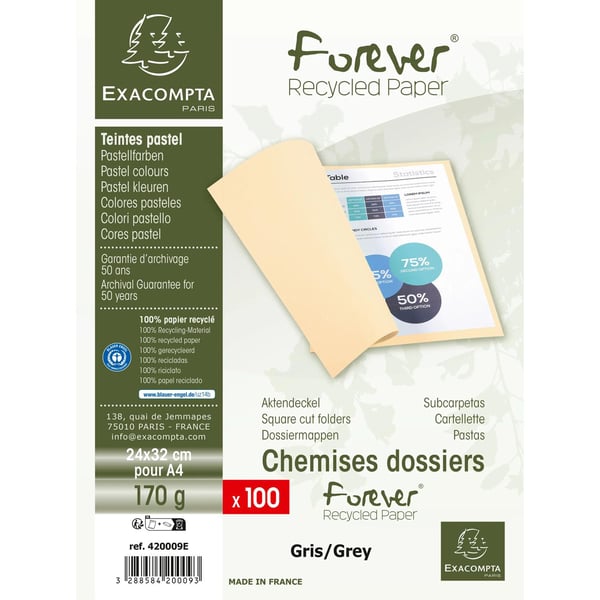 Exacompta 5x Forever Omslagsmapper 170gsm 24x32cm - Grå 420009E
