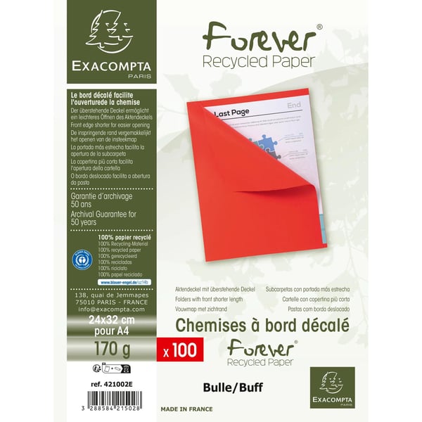 Exacompta 5x Pakke med 100 Omslagsmapper Forever med mindre bredde foran - Boble 421002E