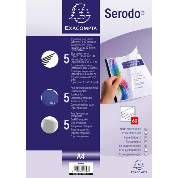 Exacompta 5x Praesentationssaet Serodo 6mm - Blå 42843E