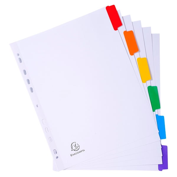 Exacompta 20x Dividers, A4 maxi, 160gsm, 6 dele - hvid 4306E