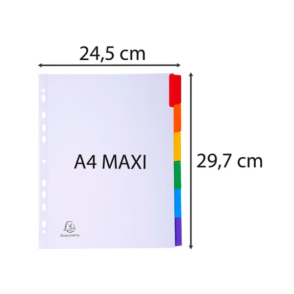 Exacompta 20x Dividers, A4 maxi, 160gsm, 6 dele - hvid 4306E