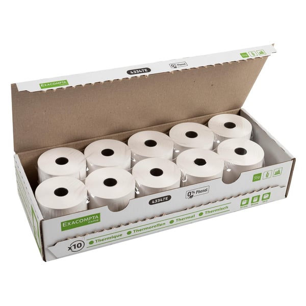 Exacompta 60x Kvitteringsruller therm 55g 57x60-44m 0Phenol - hvid 43347E