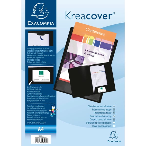 Exacompta 30x PRAESENTATIONSMAPPE BLØDT POLYPROPYLEN KREA COVER - A4 - Sort 43501E