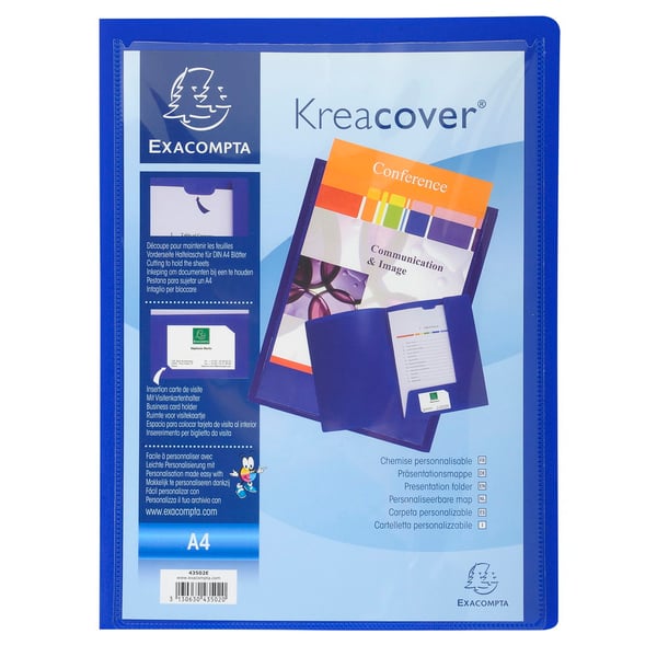 Exacompta 30x PRAESENTATIONSMAPPE BLØDT POLYPROPYLEN KREA COVER - A4 - Blå 43502E