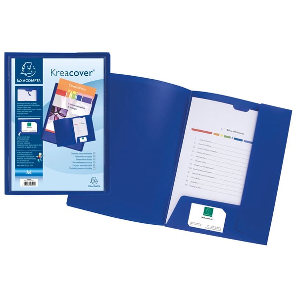 Exacompta 30x PRAESENTATIONSMAPPE BLØDT POLYPROPYLEN KREA COVER - A4 - Blå 43502E
