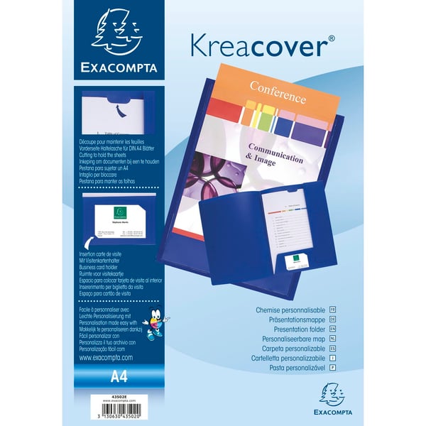Exacompta 30x PRAESENTATIONSMAPPE BLØDT POLYPROPYLEN KREA COVER - A4 - Blå 43502E