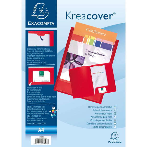 Exacompta 30x PRAESENTATIONSMAPPE BLØDT POLYPROPYLEN KREA COVER - A4 - Rød 43503E